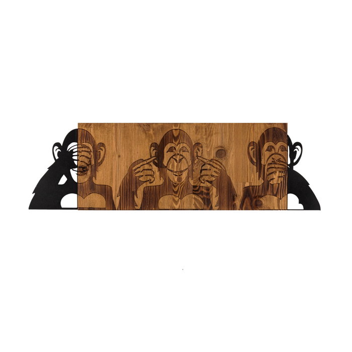 Wallity Escultura de pared I didn't see I didn't hear I don't know Negro y Nogal